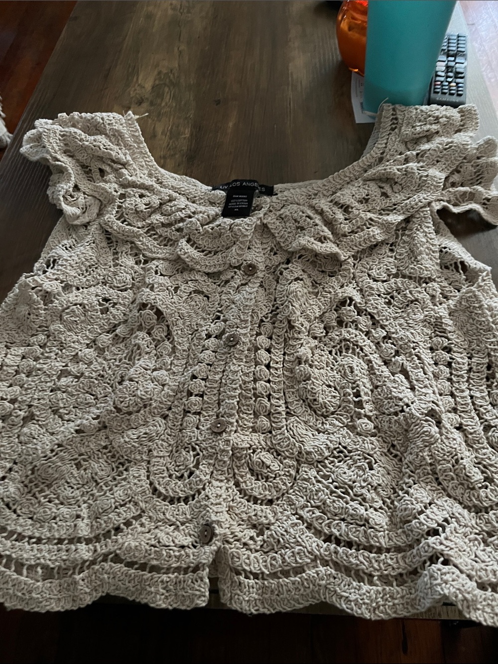 Crochet Ruffle women’s Cream top